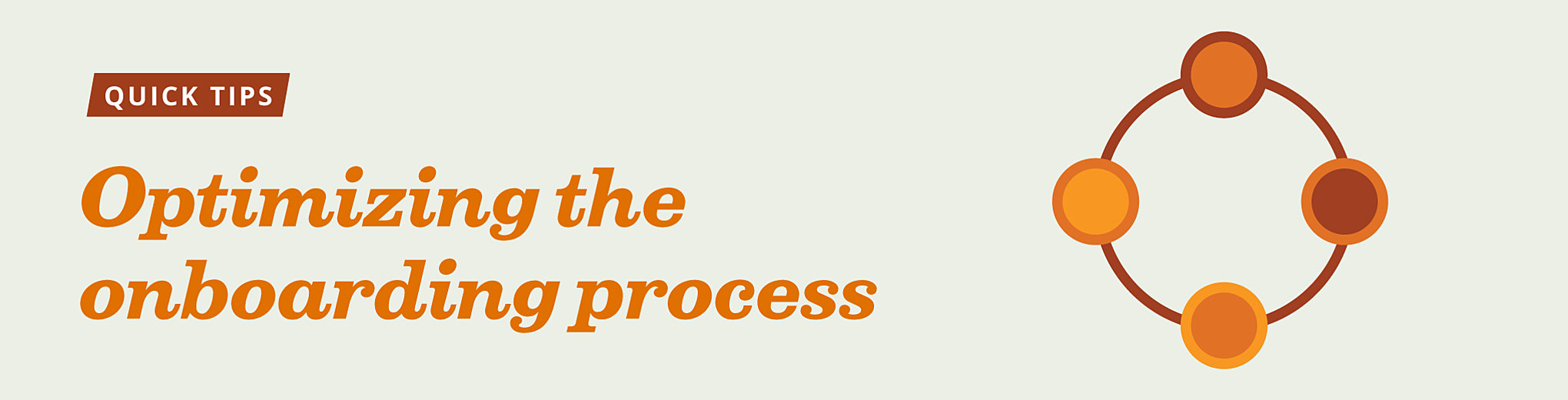 Abstract graphic in the background with "Optimizing the on-boarding process" caption
