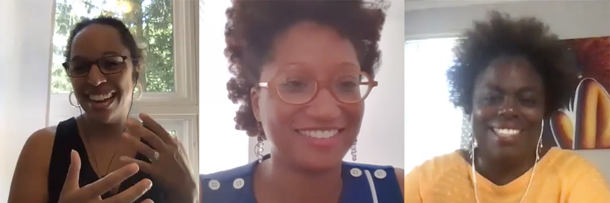 Melissa Madzel, Lori Clement, and Nakia James-Jenkins share job search advice on a Zoom call