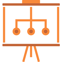 Screen projector with organization chart